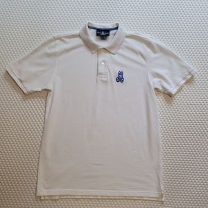 Psycho Bunny White SS Polo Blue Logo